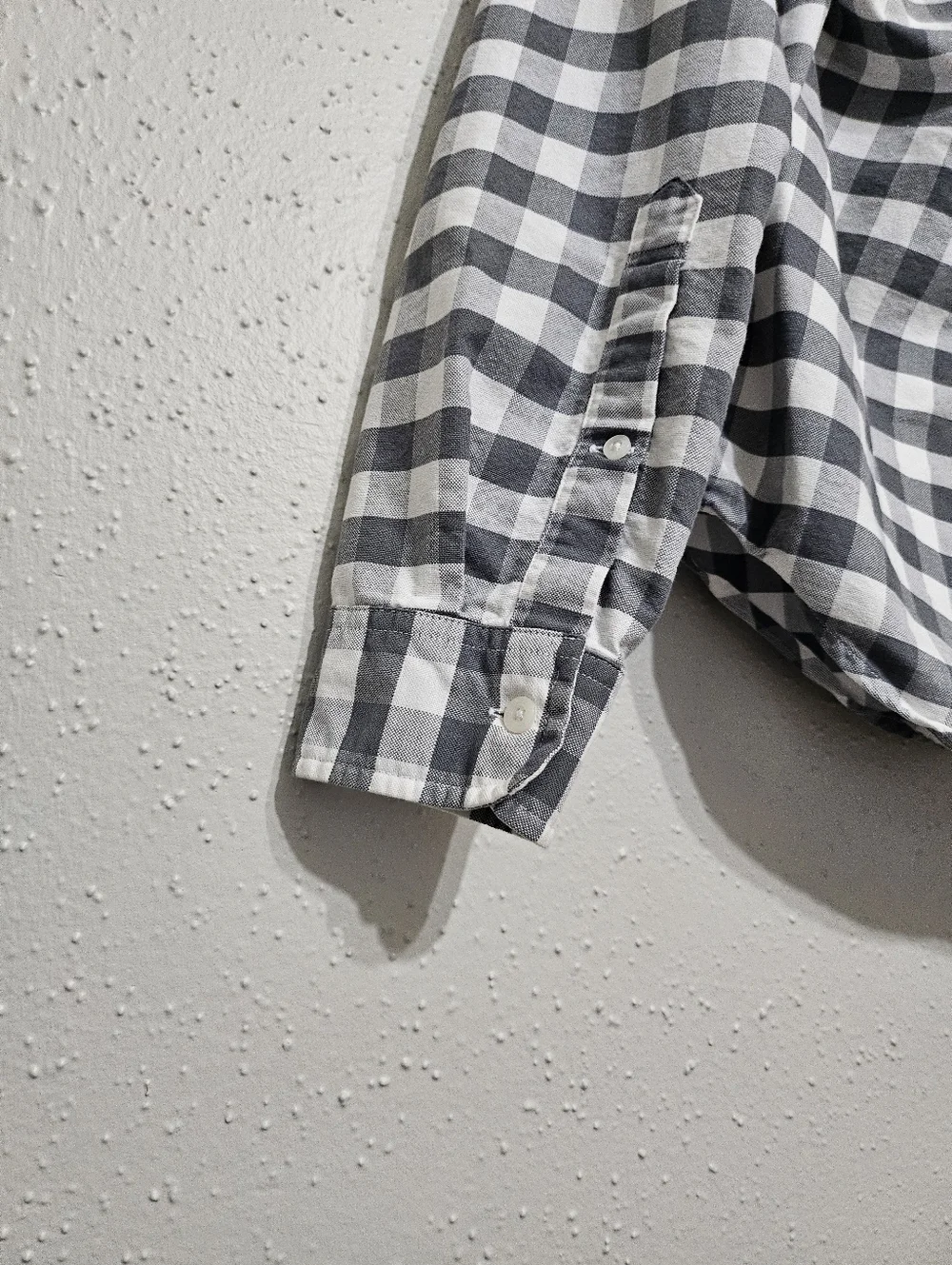 J.Crew Slim‎ Fit Oxford Shirt Mens M Gray White Gingham Plaid Button Down